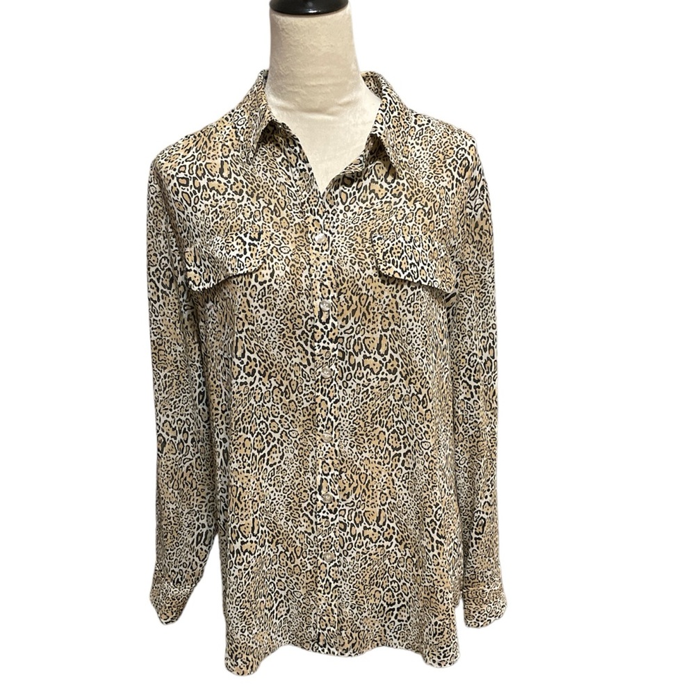 Chico’s Animal Print Long Sleeve Blouse